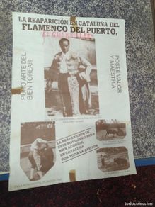 Carteles toros: ANTIGUO CARTEL DE TOROS, FLAMENCO DEL PUERTO, BARCELONA, LLORET, EL GUERRILLER -K2